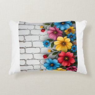 Cojín Decorativo Manta Sherpa de pared de ladrillo floral