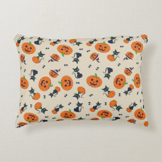 Cojín Decorativo Mantas de felpa con calabazas de Halloween y gatos