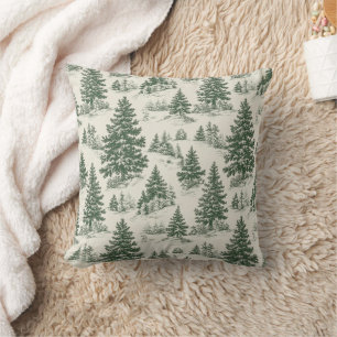 Cojín Decorativo Mantel de Navidad Toile De Jouy Verde