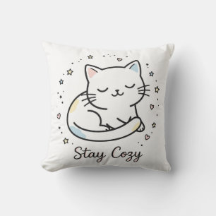 Cojín Decorativo Mantén Cozy Cute Cat Throw Pillow - Pastel Kawaii 