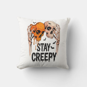 Cojín Decorativo Mantén Creepy PNG, Calavera Retro Halloween