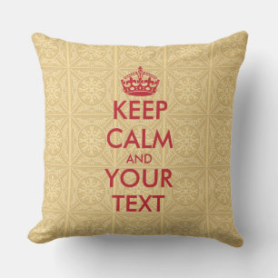 Cojín Decorativo MANTENER CALMA Y TU TEXTO - texto personalizado