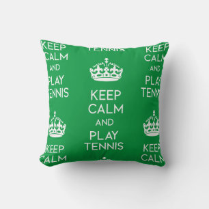 Cojín Decorativo Mantener la calma y jugar al tenis verde
