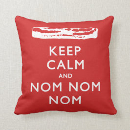 Cojín Decorativo Mantener la calma y Nom Nom Nom (Bacon)