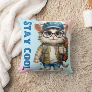 Cojín Decorativo Mantenga Guay Cat Viendo Gafas De Vidrio De Vuelta
