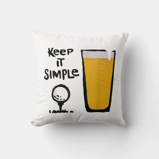 Cojín Decorativo Manténgalo Simplemente Gracioso Cerveza Golf (Anverso)