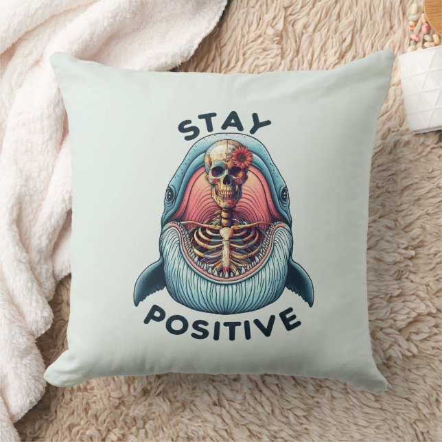 Cojín Decorativo Manténgase positivo - Skeleton y ballena (Manta)