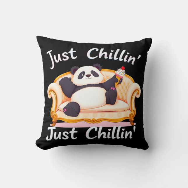 Cojín Decorativo Manténgase tranquilo y chillón con helado (Anverso)