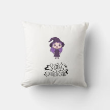 "Mantente mágico Pegatina de brujas Pillow"