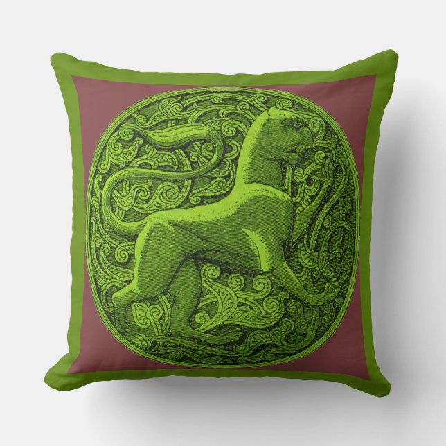 Cojín Decorativo manticore en verde (Anverso)