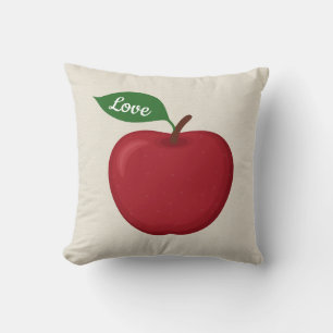 Cojín Decorativo Manzana Amor Rojo Borgoña / Crema / Gris Claro