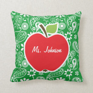 Cojín Decorativo Manzana corta sobre Kelly Green Paisley