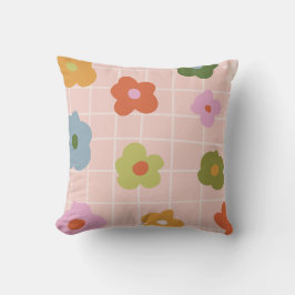 Cojín Decorativo Manzana de ajedrez con margaritas