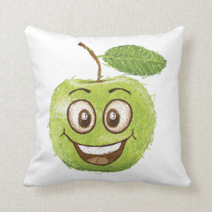 Cojín Decorativo manzana verde feliz