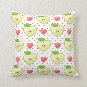 Cojín Decorativo Manzanas del corazón con los lunares y los