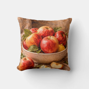 Cojín Decorativo Manzanas en Tazón Rústico un Clásico Bodegón