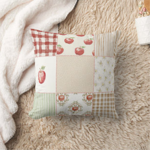 Cojín Decorativo Manzanas Verdes Crema Roja