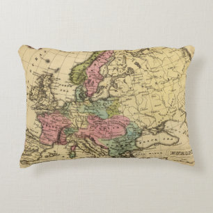 Cojín Decorativo Mapa 2 del atlas coloreado de la mano de Europa