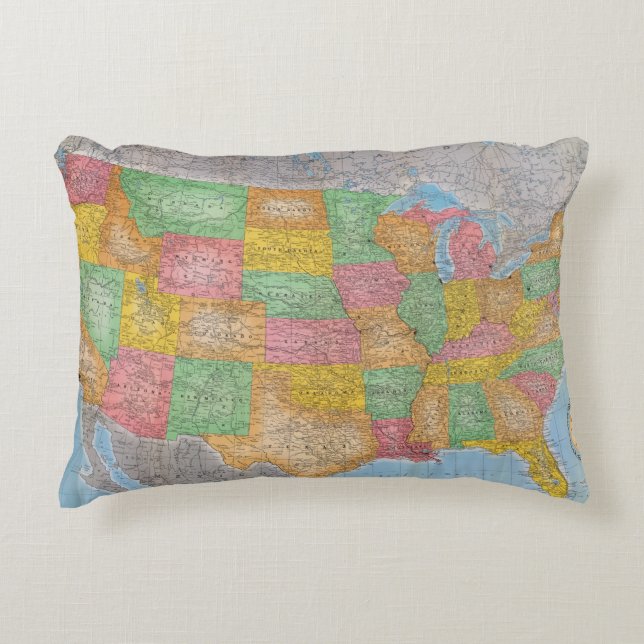 Cojín Decorativo Mapa 3 de Estados Unidos (Anverso)