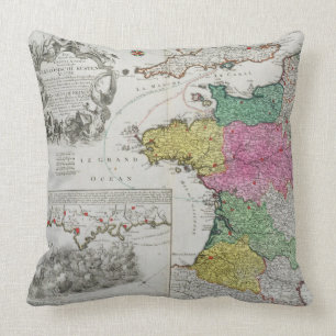 Cojín Decorativo Mapa alemán que muestra ataques navales ingleses