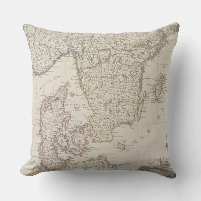 Cojín Decorativo Mapa antiguo de Escandinavia (Anverso)