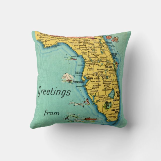 Cojín Decorativo Mapa Antiguo de Florida  (Reverso )