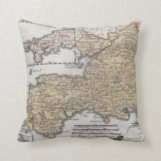 Cojín Decorativo Mapa antiguo de Inglaterra meridional, Devon,