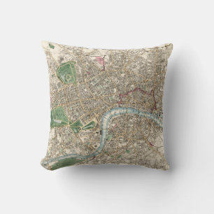 Cojín Decorativo Mapa Antiguo de Londres, Inglaterra (1853)