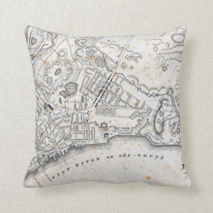Cojín Decorativo Mapa antiguo de Nueva York
