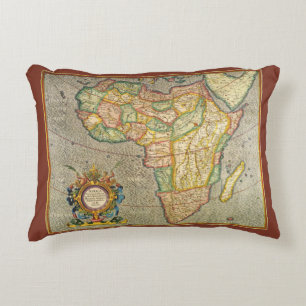 Cojín Decorativo Mapa Antiguo del Mundo de Gerardus Mercator de Áfr