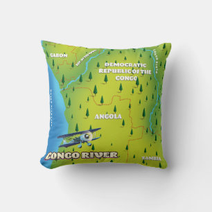 Cojín Decorativo Mapa antiguo hermoso del río Congo
