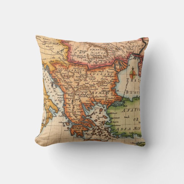 Cojín Decorativo Mapa antiguo inspirado (2) (Anverso)