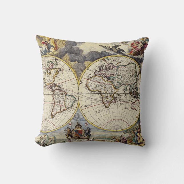 Cojín Decorativo Mapa antiguo inspirado (4) (Anverso)