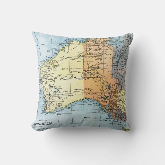 Cojín Decorativo MAPA: AUSTRALIA, c1890 (Anverso)