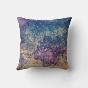 Cojín Decorativo Mapa Celestial Vintage Púrpura Gótico