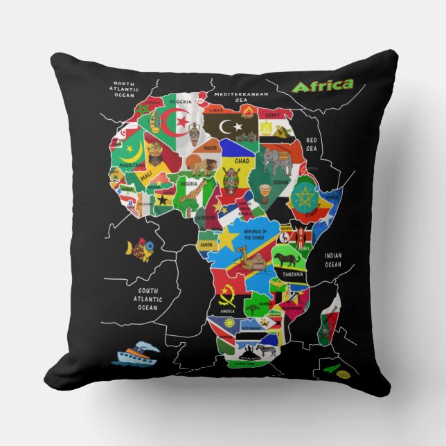 Cojín Decorativo Mapa de África (Anverso)