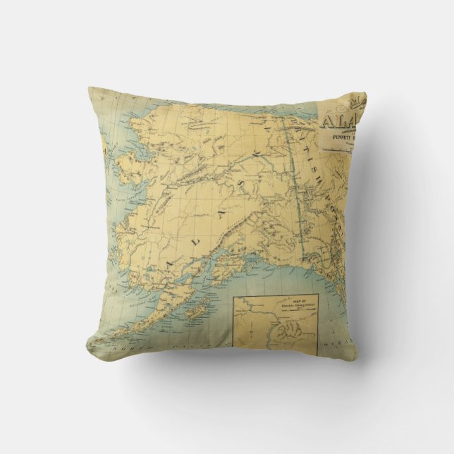Cojín Decorativo Mapa de Alaska (Anverso)