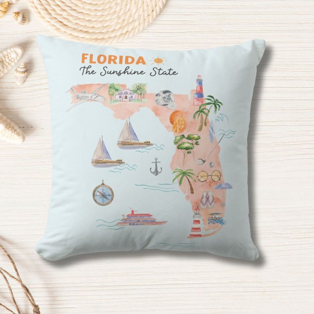 Cojín Decorativo Mapa de arte estatal de California (In situ)