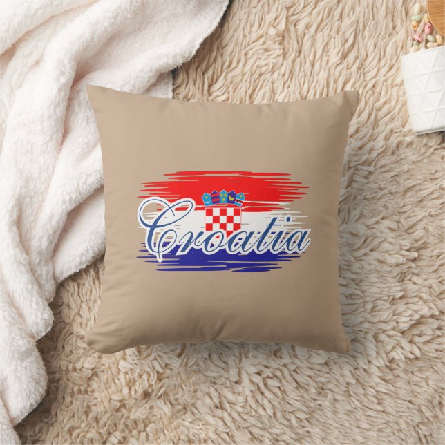 Cojín Decorativo Mapa de bandera de Croacia (Manta)