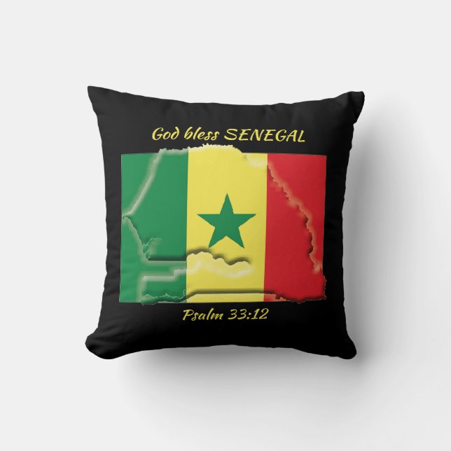 Cojín Decorativo MAPA DE BANDERA SENEGAL Personalizado de las Escri (Anverso)