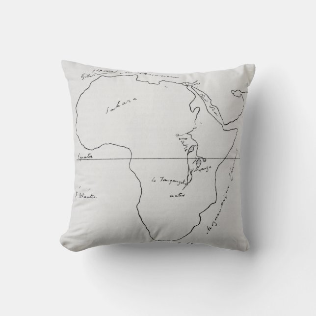 Cojín Decorativo Mapa de bosquejo de África (Anverso)
