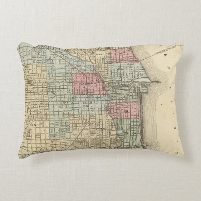 Cojín Decorativo Mapa de Chicago de Mitchell (Anverso)