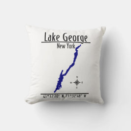 Cojín Decorativo Mapa de coordenadas de la costa del lago George, N