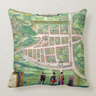 Cojín Decorativo Mapa de Edimburgo, de 'Civitates Orbis Terrarum