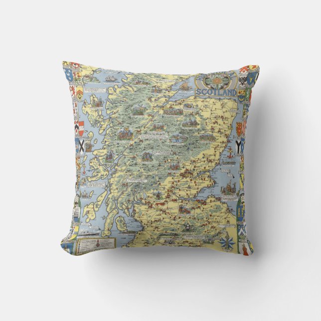 Cojín Decorativo Mapa de Escocia histórica (Anverso)