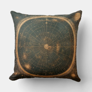 Cojín Decorativo Mapa de estrellas celestes doradas (2)