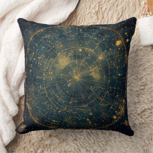 Cojín Decorativo Mapa de estrellas celestes doradas (4)