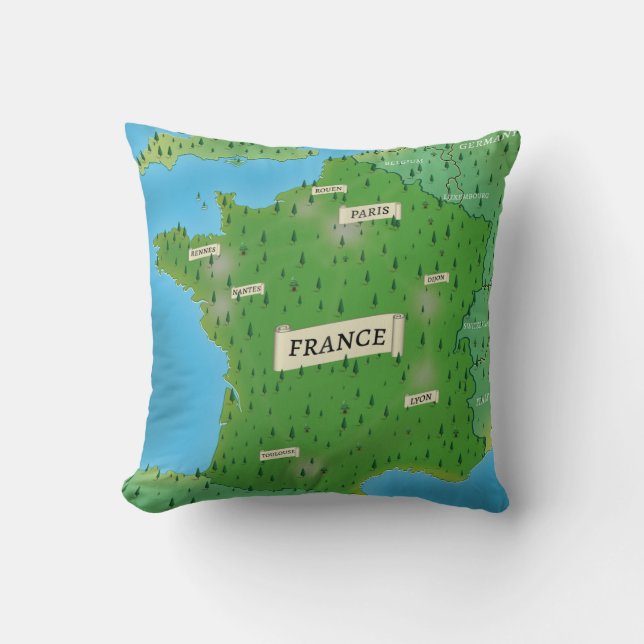 Cojín Decorativo Mapa de Francia (Anverso)