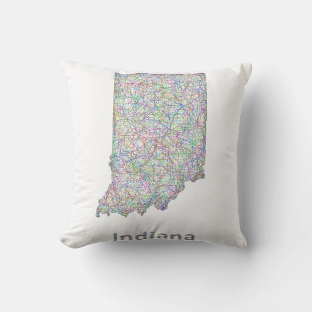 Cojín Decorativo Mapa de Indiana (Anverso)