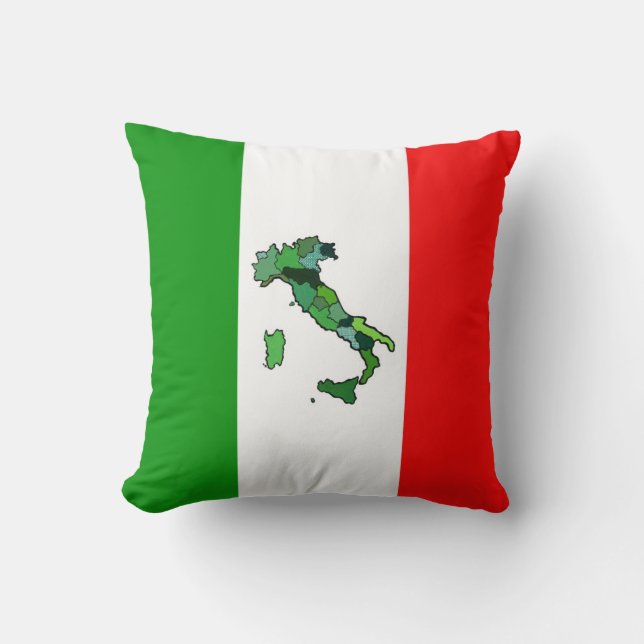 Cojín Decorativo Mapa de Italia y de la bandera italiana (Anverso)